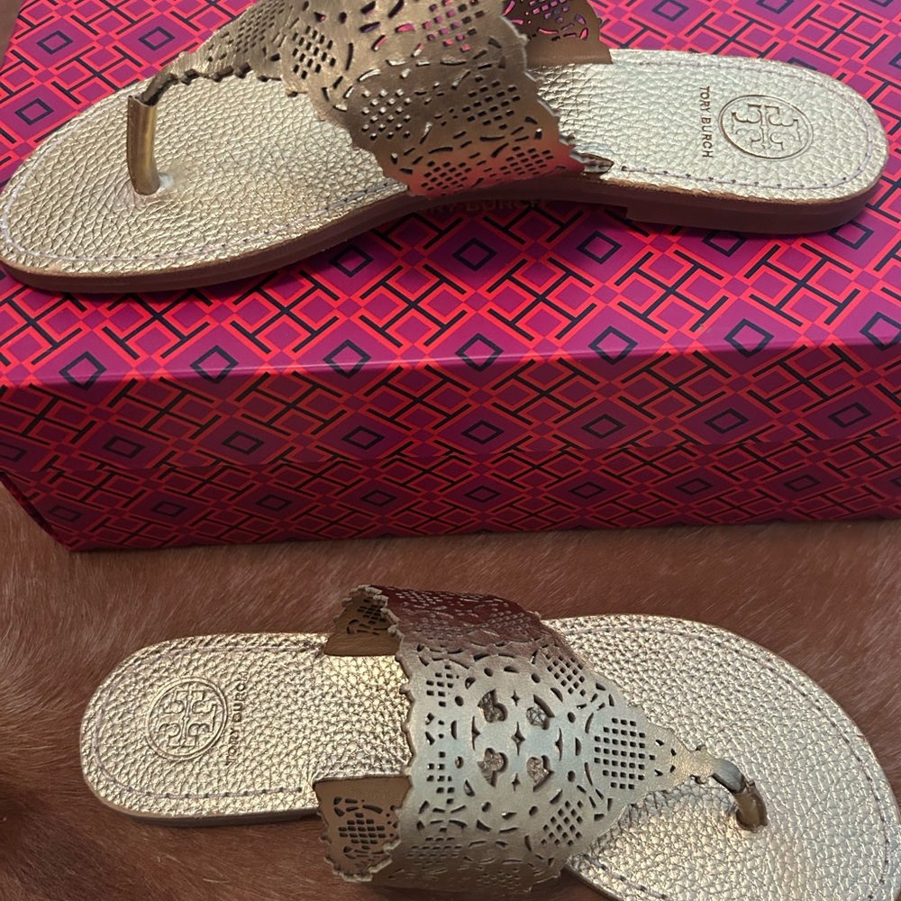 Tory Burch Metallic Gold Sandals